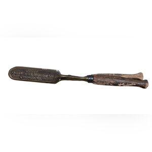 Antique Ox Marrow Co Chicago IL Bone Marrow Tool – Brass & Wood Butcher Antique